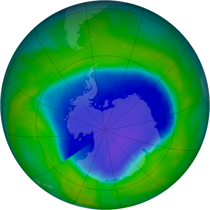 Antarctic ozone map for 15 November 2008